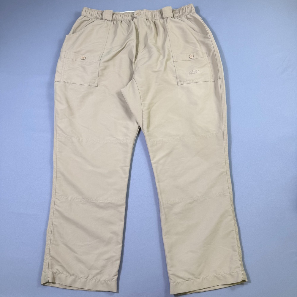 AFTCO Fishing Pants Mens 40 Tan Nylon Lightweight Quick Dry Cargo Outdoor Beach